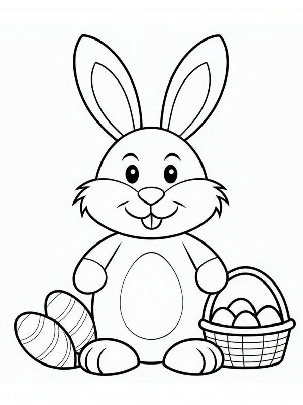 Cute Easter bunny Colouring page