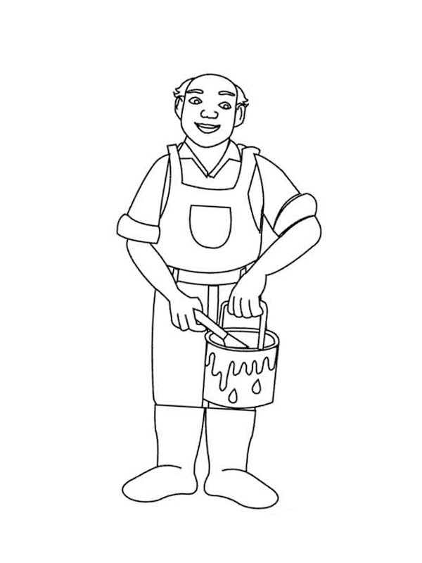 Construction Painter Colouring page