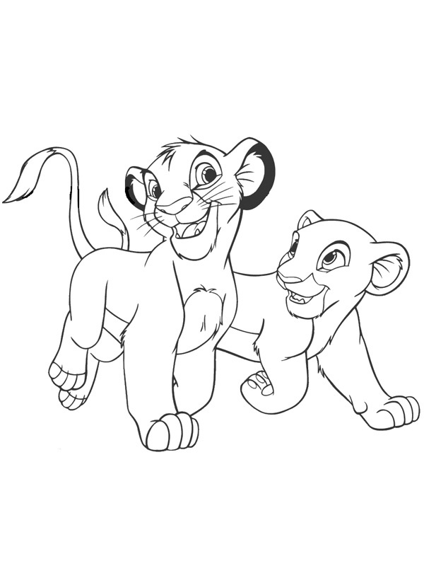 Simba and Nala Colouring page