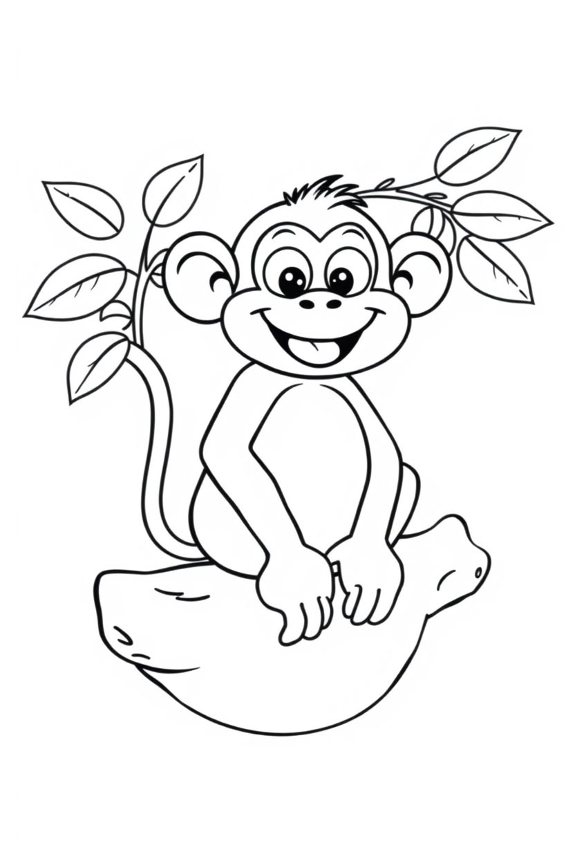 Simple monkey Colouring page