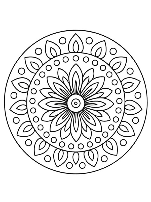 Simple flower mandala Colouring page