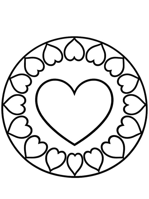 Simple heart mandala Colouring page