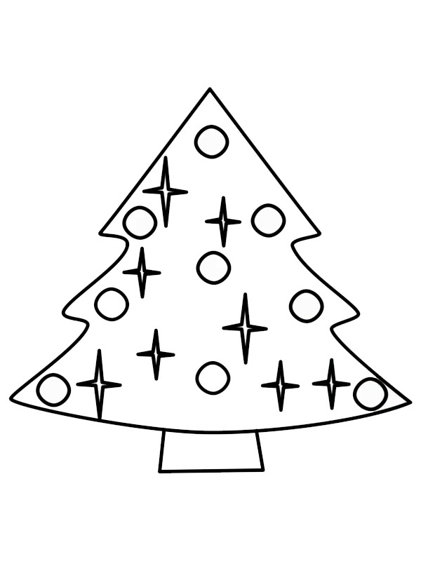 Easy christmas tree Colouring page
