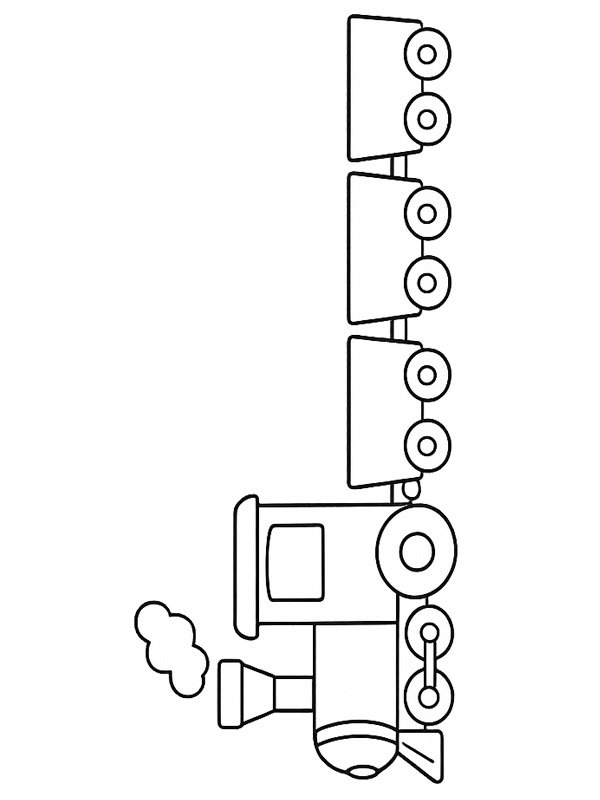 Simple steam train with carriages Colouring page