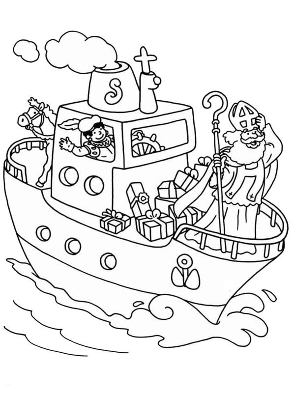 St. Nicholas on the boat Colouring page