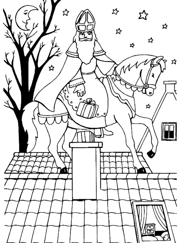 St nicholas on the roof Colouring page