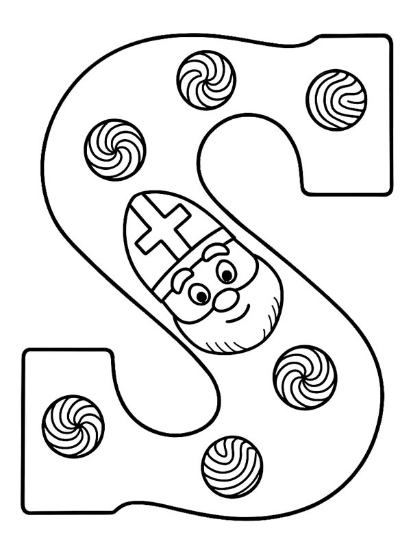 Saint Nicholas chocolate letter Colouring page