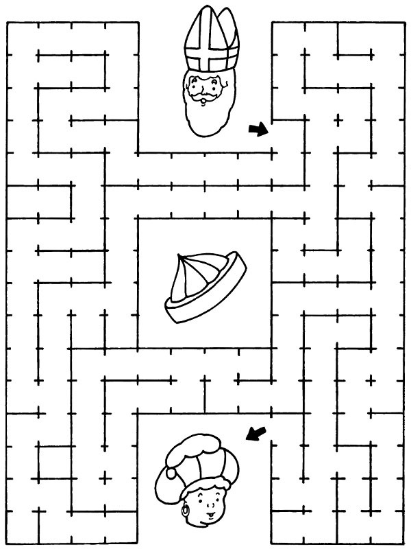 Saint-Nicholas maze Colouring page