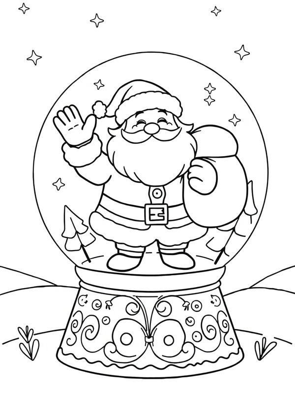 Santa Claus Snow Globe Colouring page