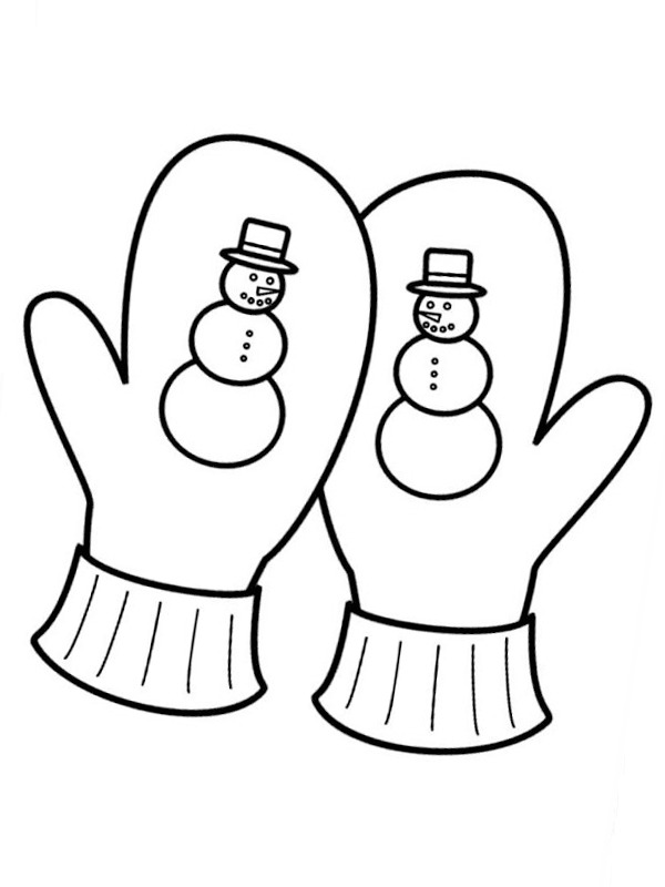 Snowman gloves Colouring page