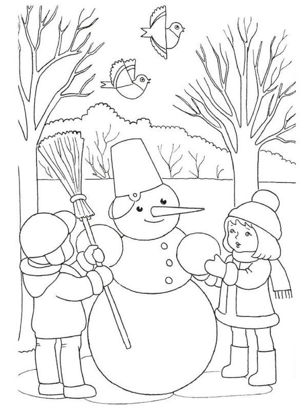 Make a snowman Colouring page