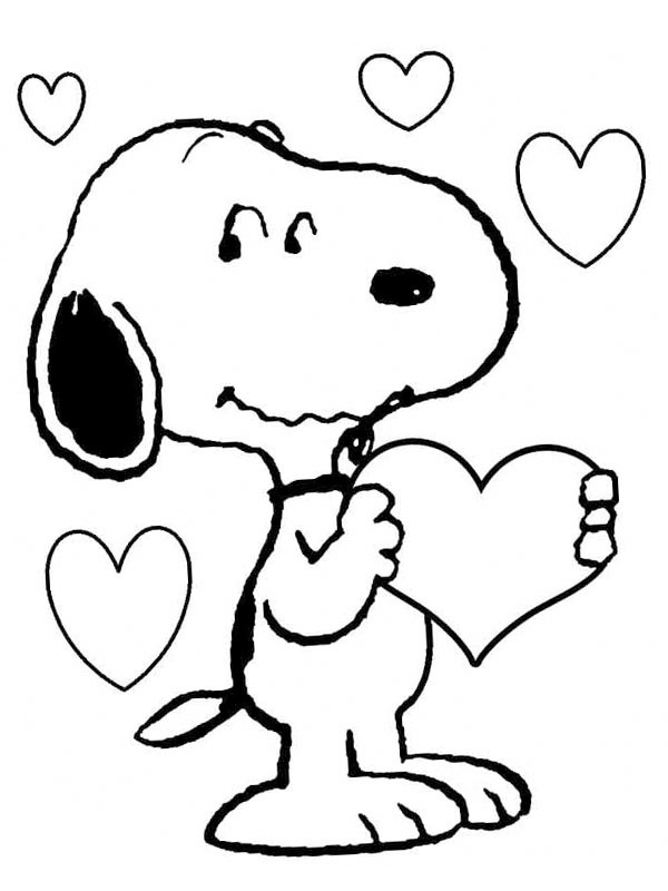 Snoopy is in love Colouring page