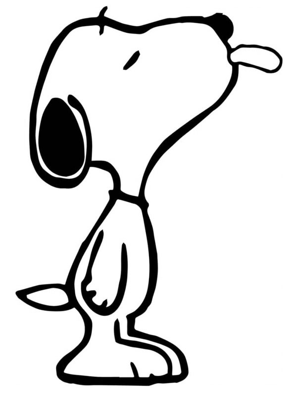 Snoopy sticks out his tongue Colouring page