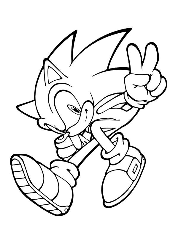 Sonic V-sign Colouring page