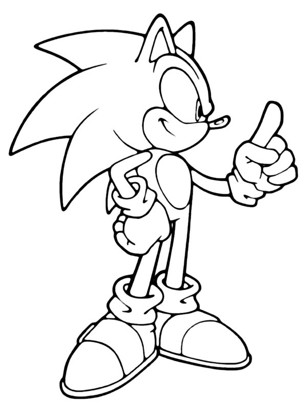 Sonic points finger Colouring page