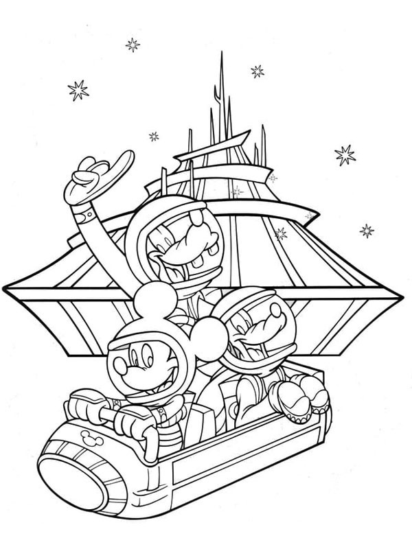 Space Mountain Disneyland Colouring page