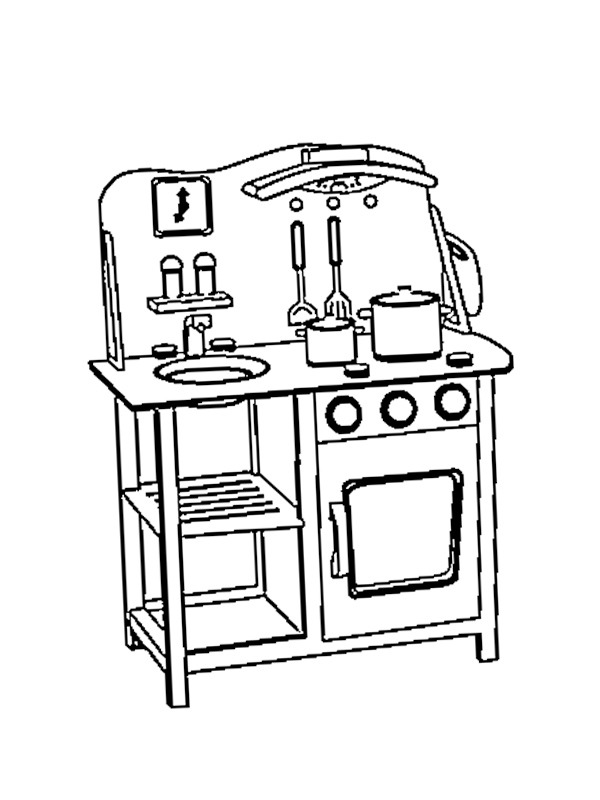 Toy kitchen Colouring page