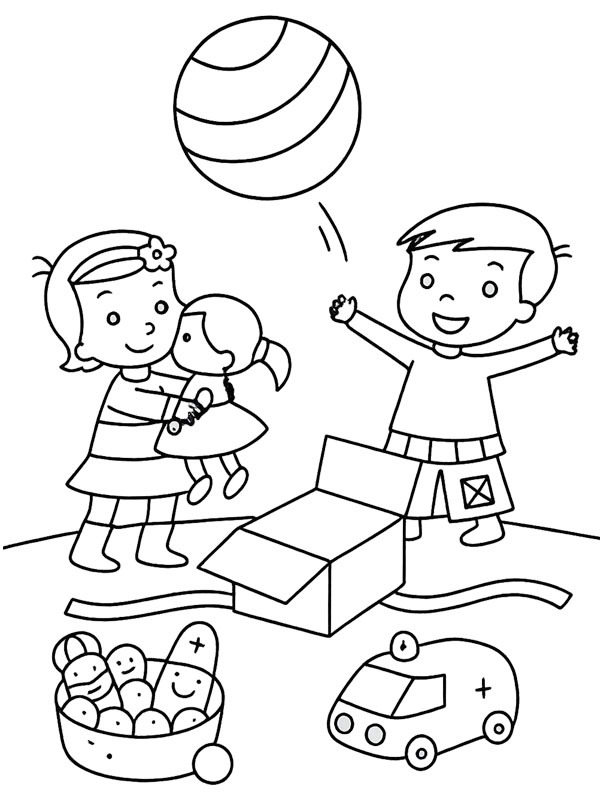 Playing with Saint Nicholas gifts Colouring page