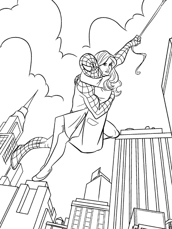 Spider-Man and Mary Jane Colouring page