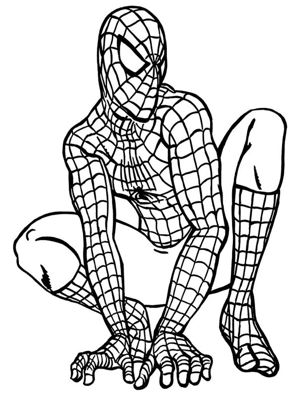 Sitting Spiderman Colouring page