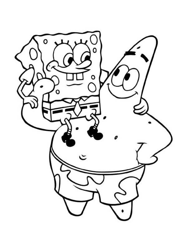 Spongebob on top of Patrick Colouring page