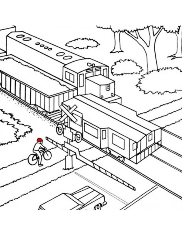 Level crossing Colouring page