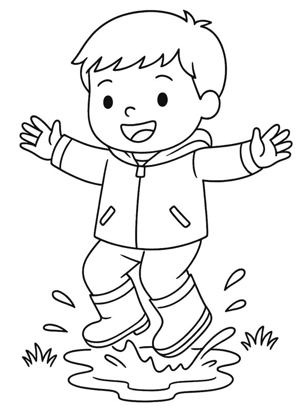 Jumping in a puddle of water Colouring page