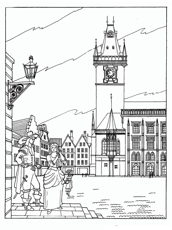 Old Town Hall Prague Colouring page