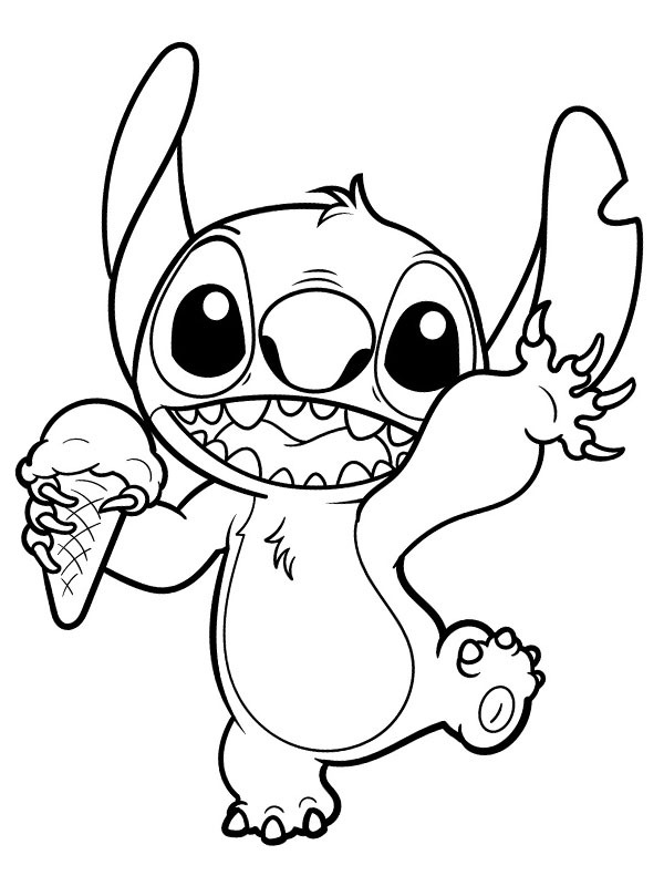 Stitch eats an ice cream Colouring page