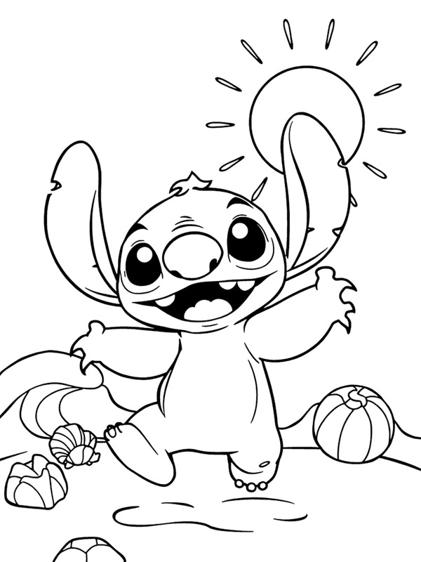 Stitch on the Beach Colouring page
