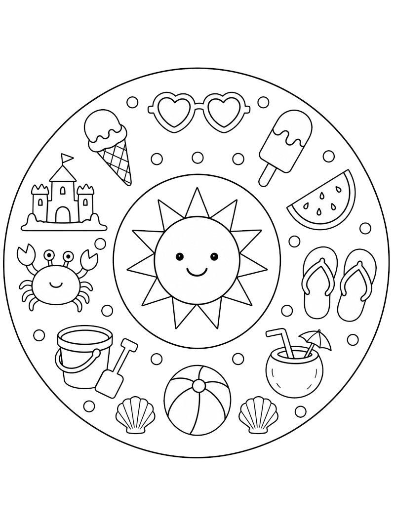 Beach Mandala Colouring page