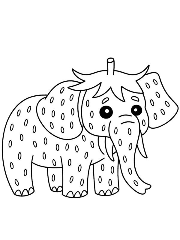 Strawberry Elephant Colouring page