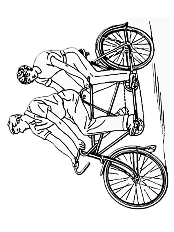 Tandem bike Colouring page