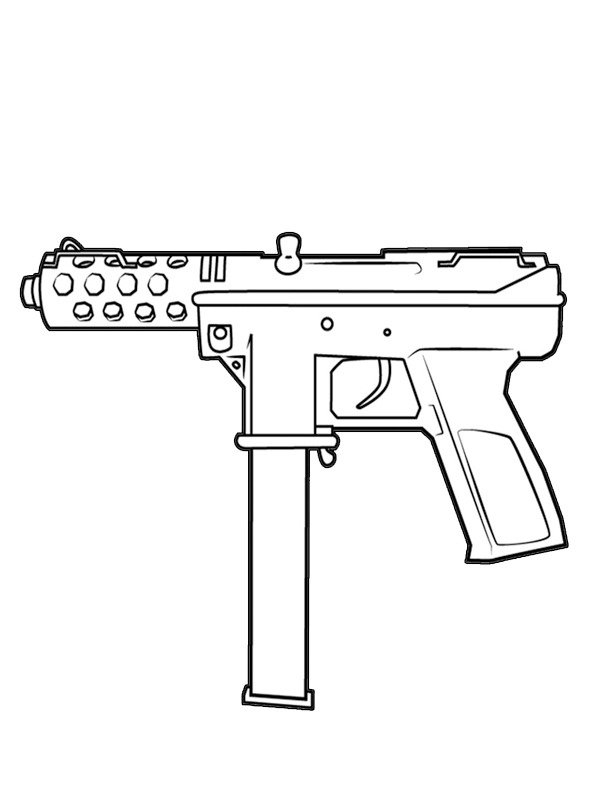 TEC-9 pistol Colouring page