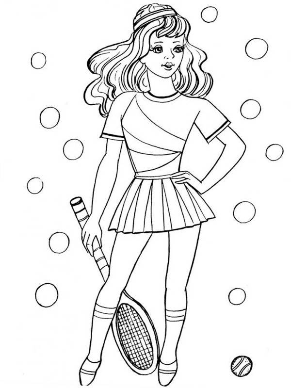Tennisgirl Colouring page
