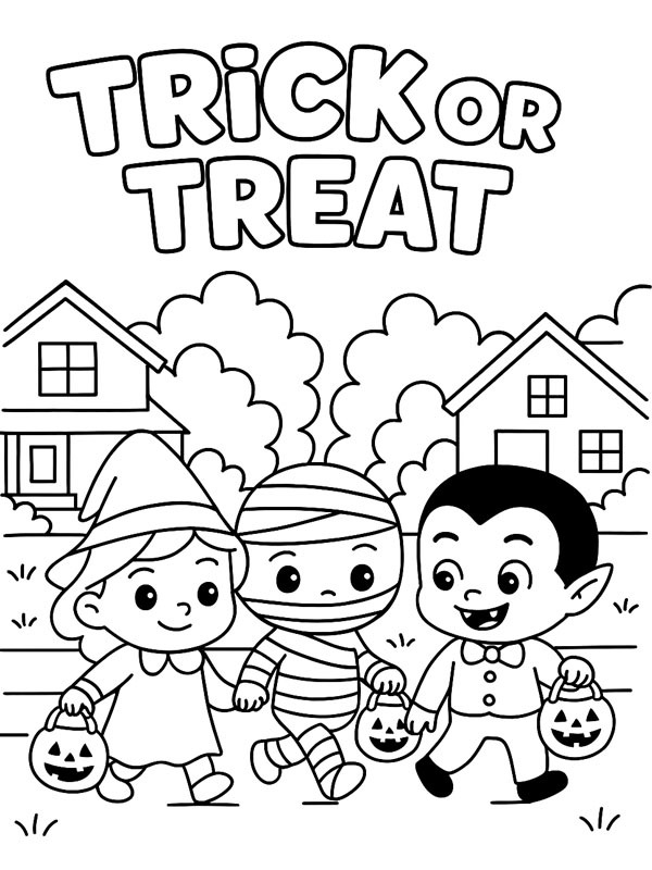 Trick or Treat Colouring page