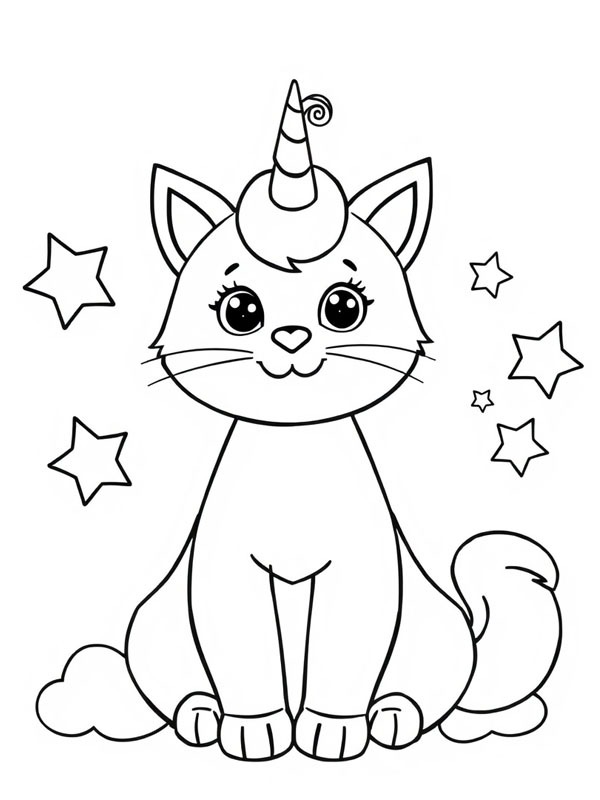 Unicorn Cat Colouring page