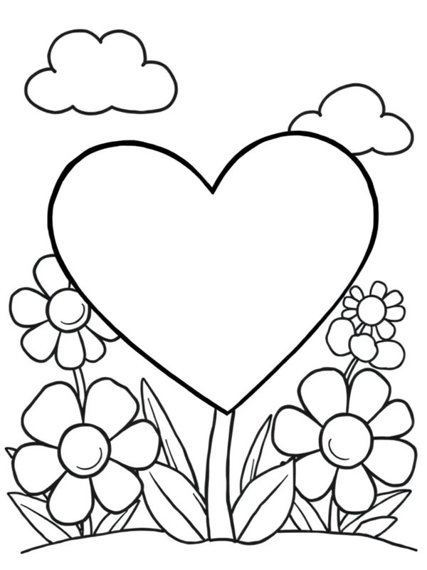 Valentine's flower Colouring page