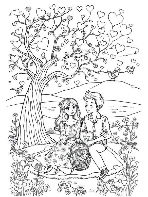 Valentine's Day for adults Colouring page