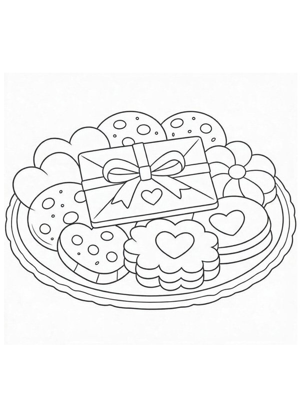 Valentine's Day cookies Colouring page