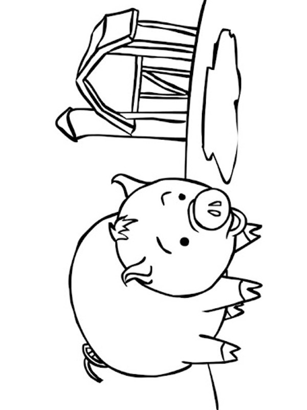 Pig on the farm Colouring page