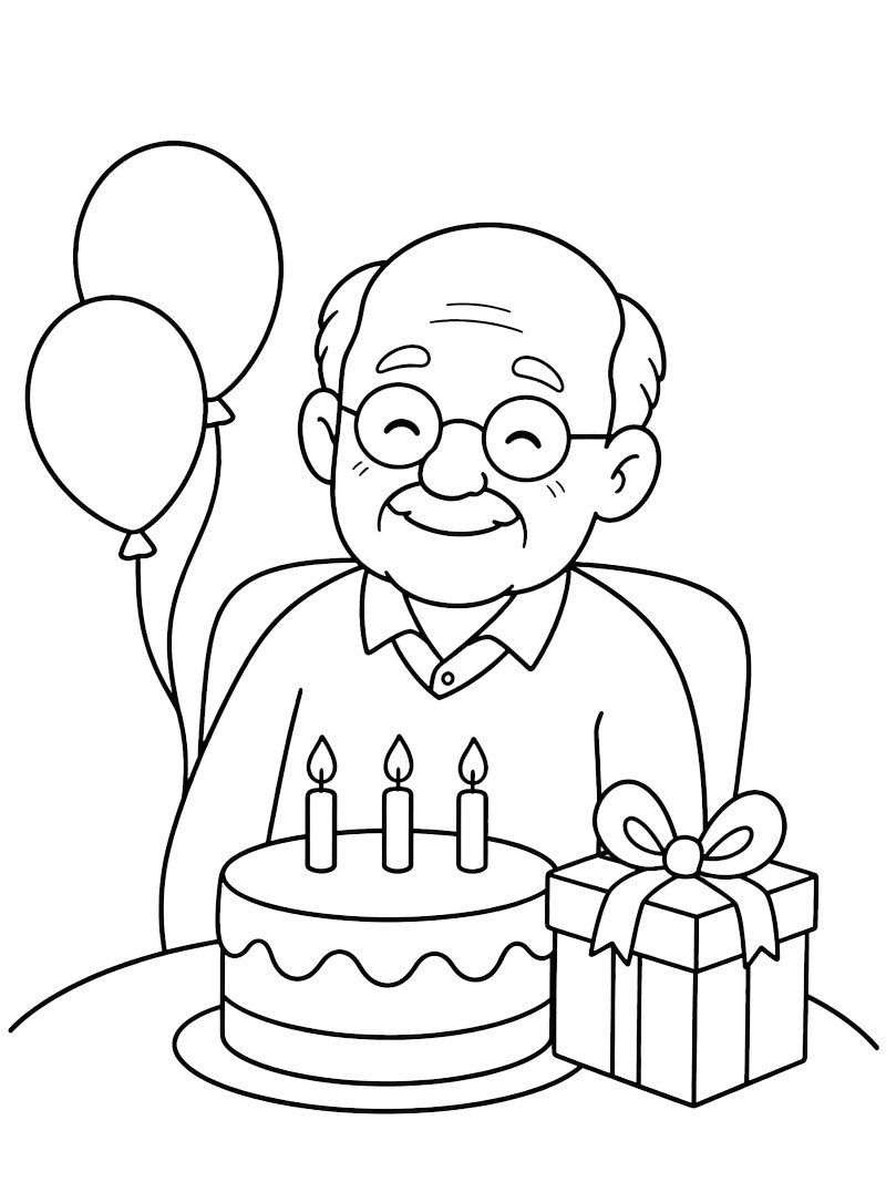 Grandpa's Birthday Colouring page
