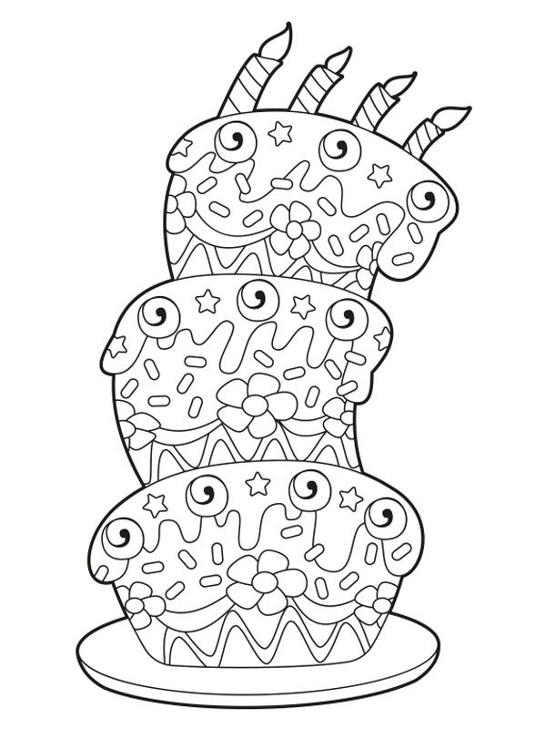 Birthday cake Colouring page