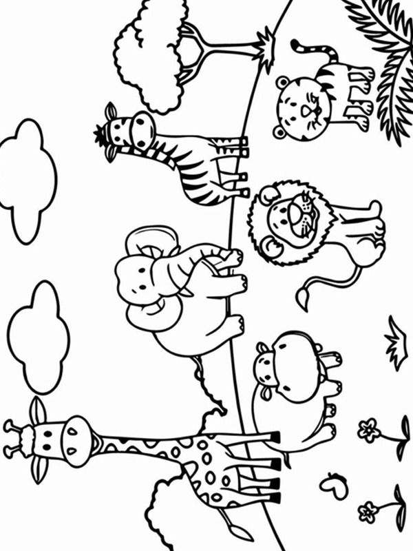Different animals Colouring page