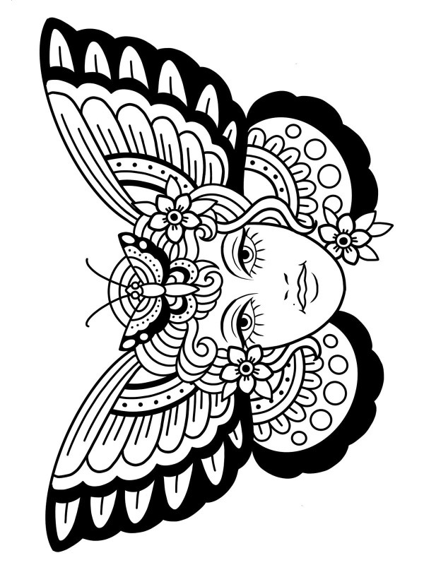 Butterfly tattoo Colouring page