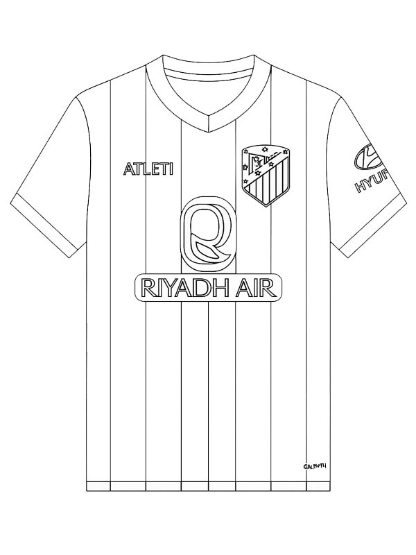 Atletico Madrid Football Shirt Colouring page