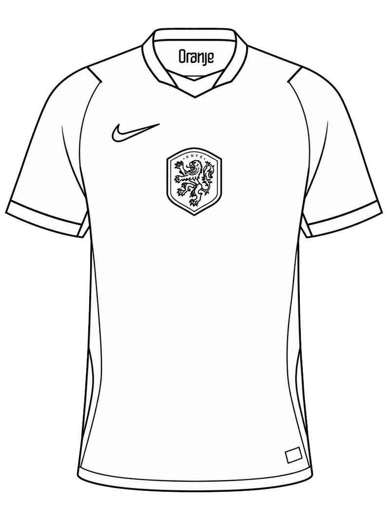 Netherlands National Team Football Shirt Colouring page Netherlands National Team Football Shirt Colouring page