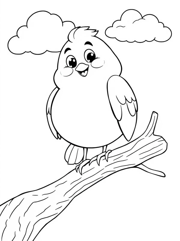Bird on a branch Colouring page