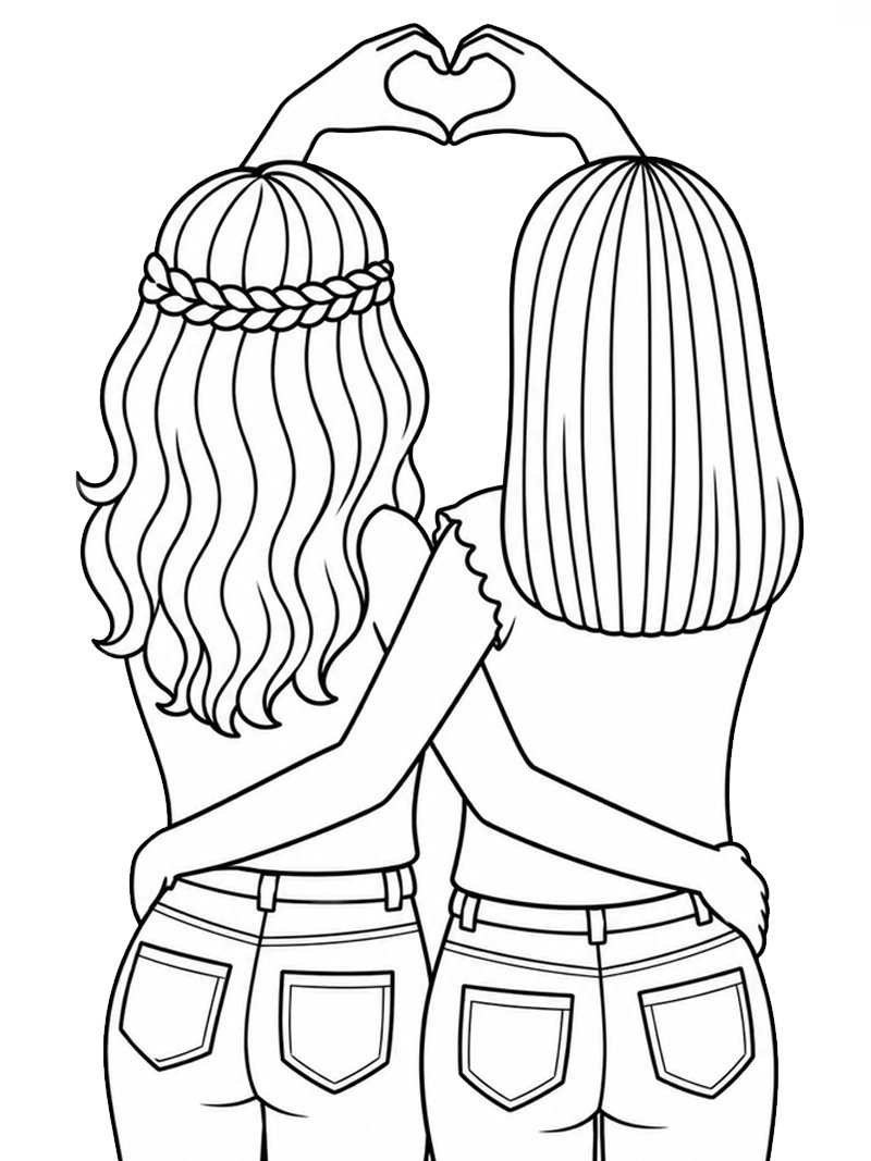 Best Friends Forever Colouring page