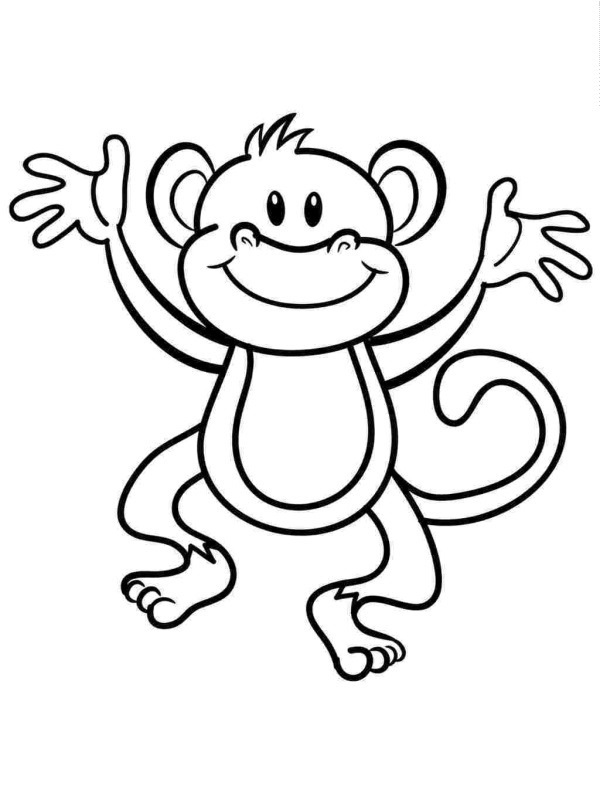Happy Monkey Colouring page